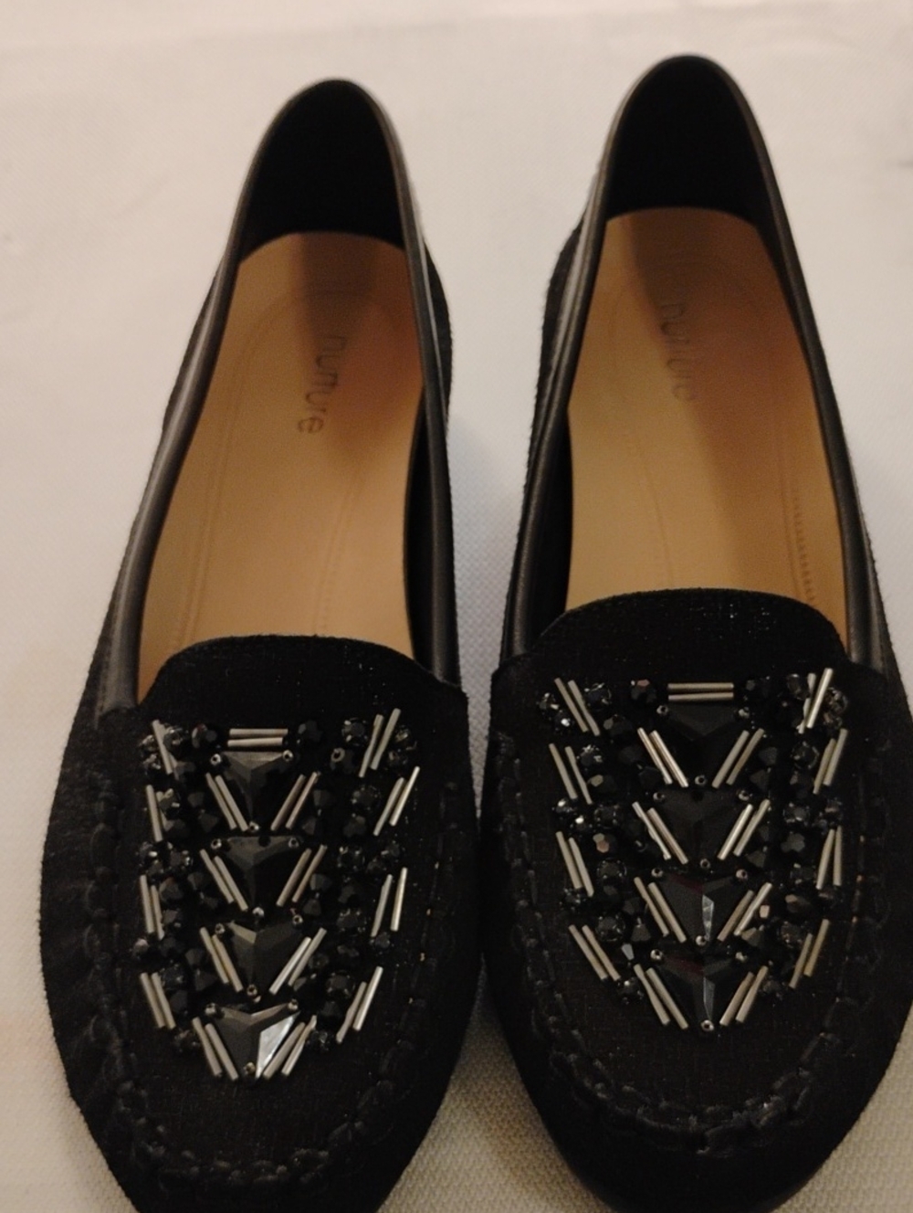 Nurture by Lamaze Black Beaded Embellished Women's Loafers